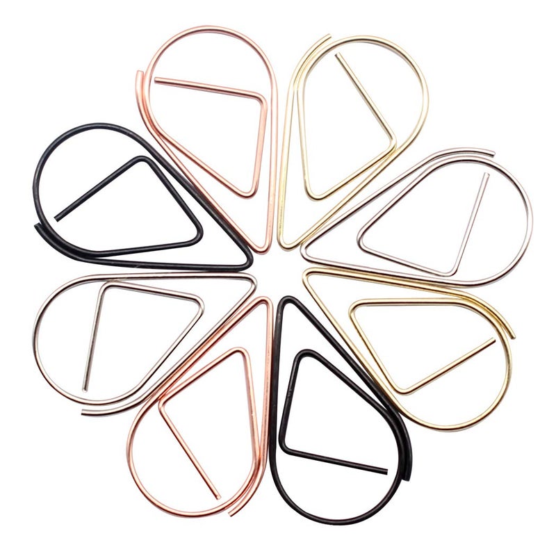 Zoohot 100 Pieces Cute Paper Clips for School Office Supplies, Stainless Steel Drop-Shaped Paperclips (4 Colors) - Image 2